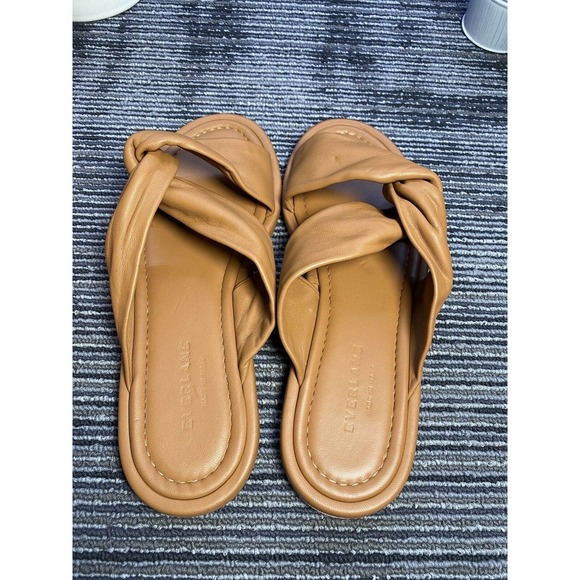 Everlane The Day Twist Size 7.5 Desert Tan Nappa Leather Slide Sandals MRP$145/H - Picture 7 of 10